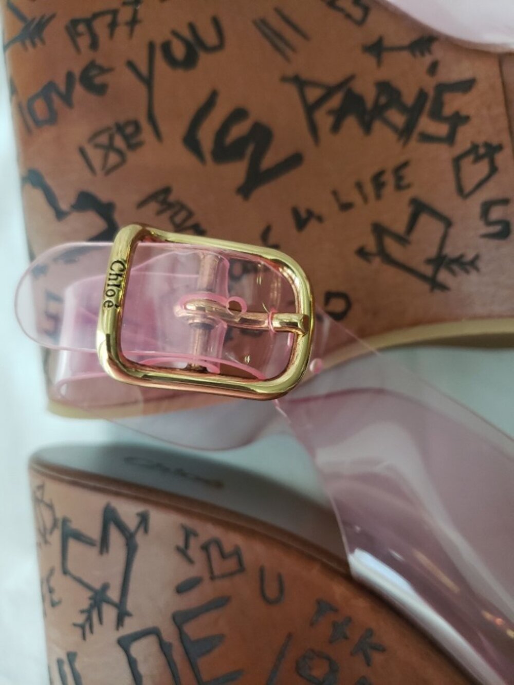 Chloe Maxime Platform Wedge Sandal PVC Clear Pink NWT $1090 - Picture 14 of 16